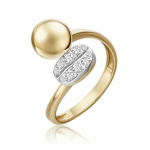 Кольцо PLATINA, комбинированное золото, 585 проба, родирование, топаз, размер 16.5 platina jewelry обручальное кольцо из желтого золота без камней 01 2426 00 000 1130 11 размер 15
