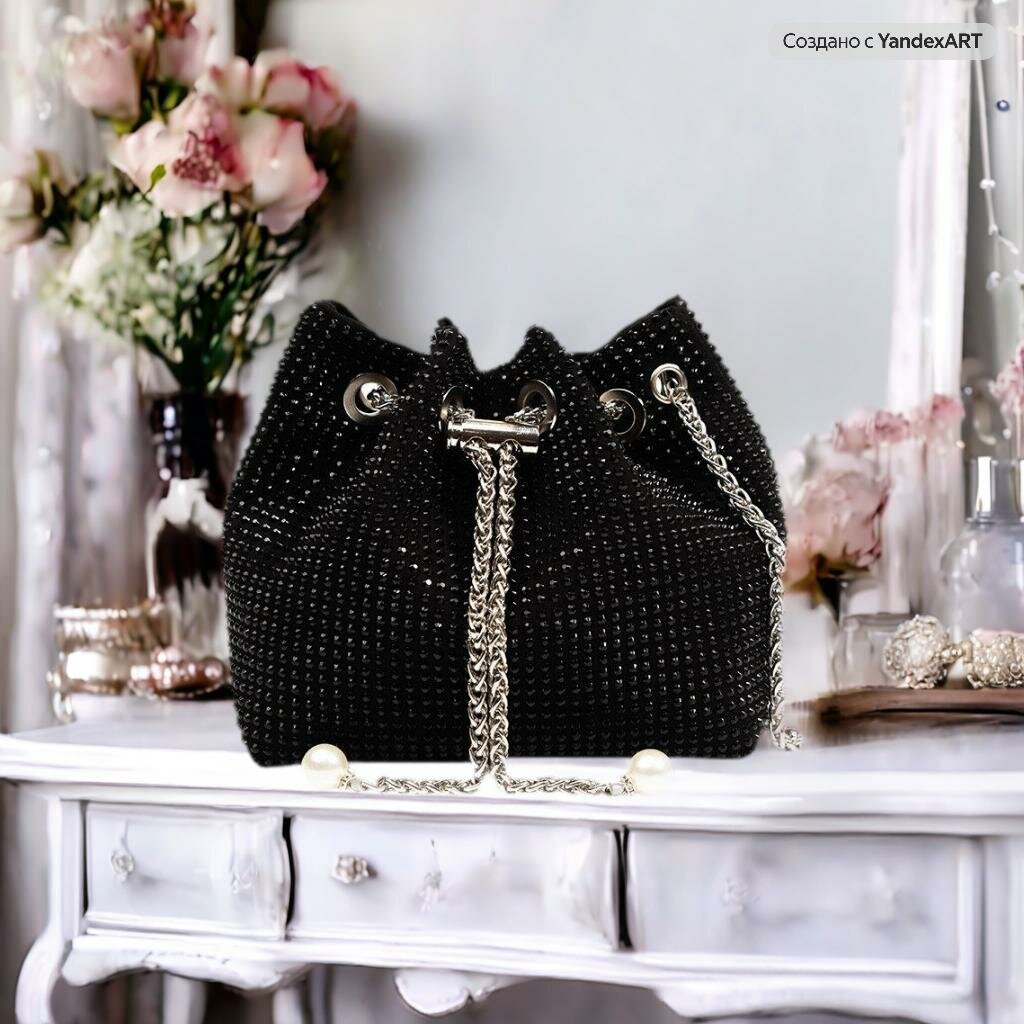 фото Сумка вечерняя со стразами на цепочке