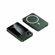 Беспроводной Power bank 10000 мАч 20 Ватт MagSafe для Apple iPhone / Магнитная быстрая зарядка на Эпл Айфон / Внешний аккумулятор / Повербанк / Зеленый