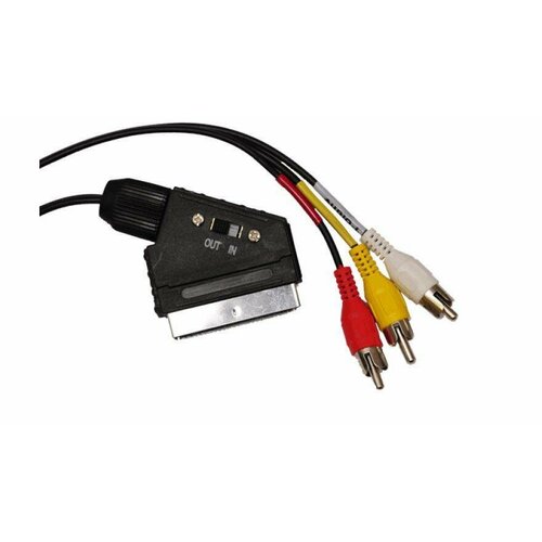 Кабель SCART-3RCA, с переключателем 1м переходник 3rca g scart с переключателем