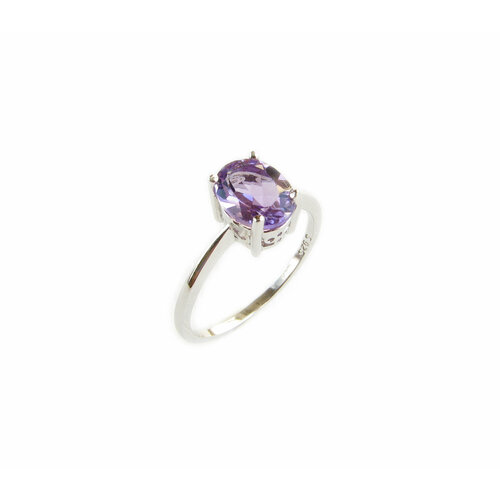 кольцо с аметистом большое сердце позолота с родированием размер 16 Кольцо Irina Moro, аметист, безразмерное, фиолетовый, серебряный