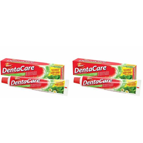 Dabur Зуюбная паста DentaCare, с Экстрактом трав, с кальцием, 125+20 г, 2 шт зубная паста для ухода за зубами и деснами pattrena herbal care toothpaste