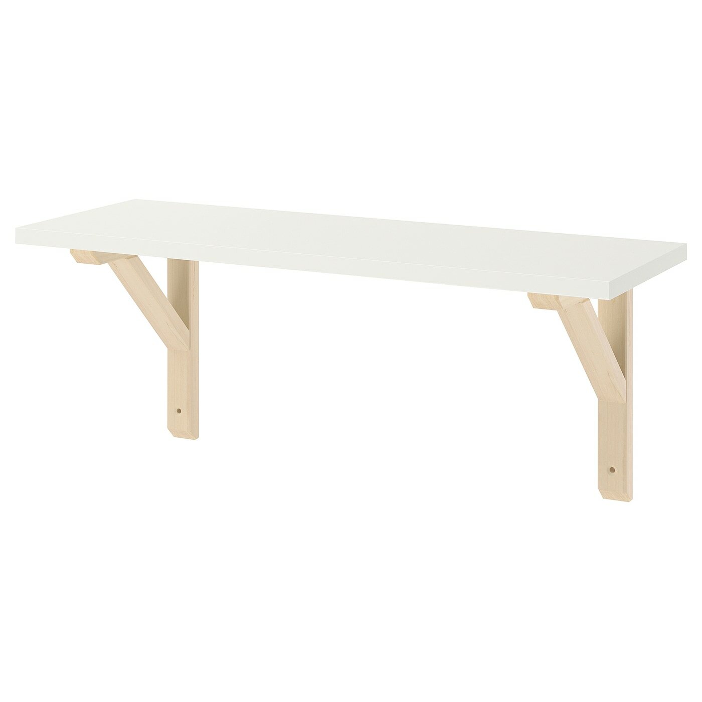 IKEA полка настенная BURHULT/SANDSHULT, 59х20х23.5 см, полка -1 шт. кронштейн массив осины акриловый лак 2 шт, полка прямая на стену белая — фото 1