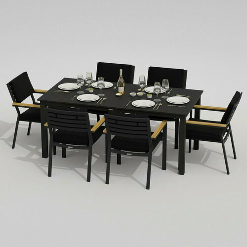 Обеденная группа DOLLA BONTA каркас карбон / стол алюминий 180 / ткань черная