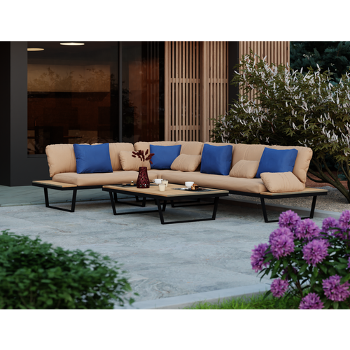 Комплект садовой мебели Sofia Avirage PO на 8 персон стол журнальный 850 × 850 × 500 цвет слива валис с пуфами цвет violet