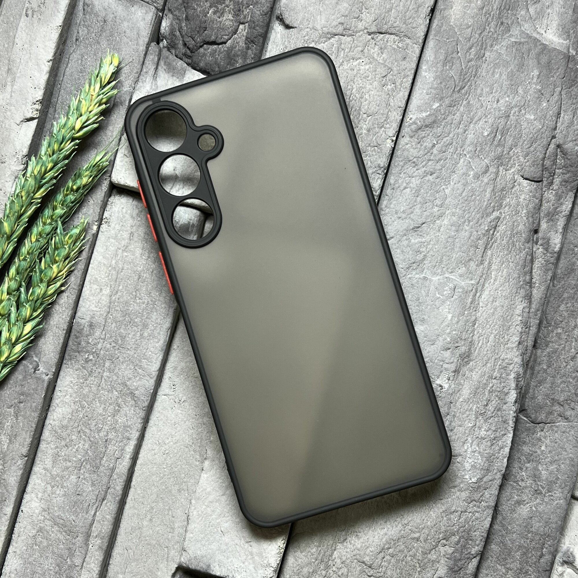 Чехол противоударный для Samsung Galaxy A55 / Самсунг Галакси А55 матовый, с защитой камеры , черный