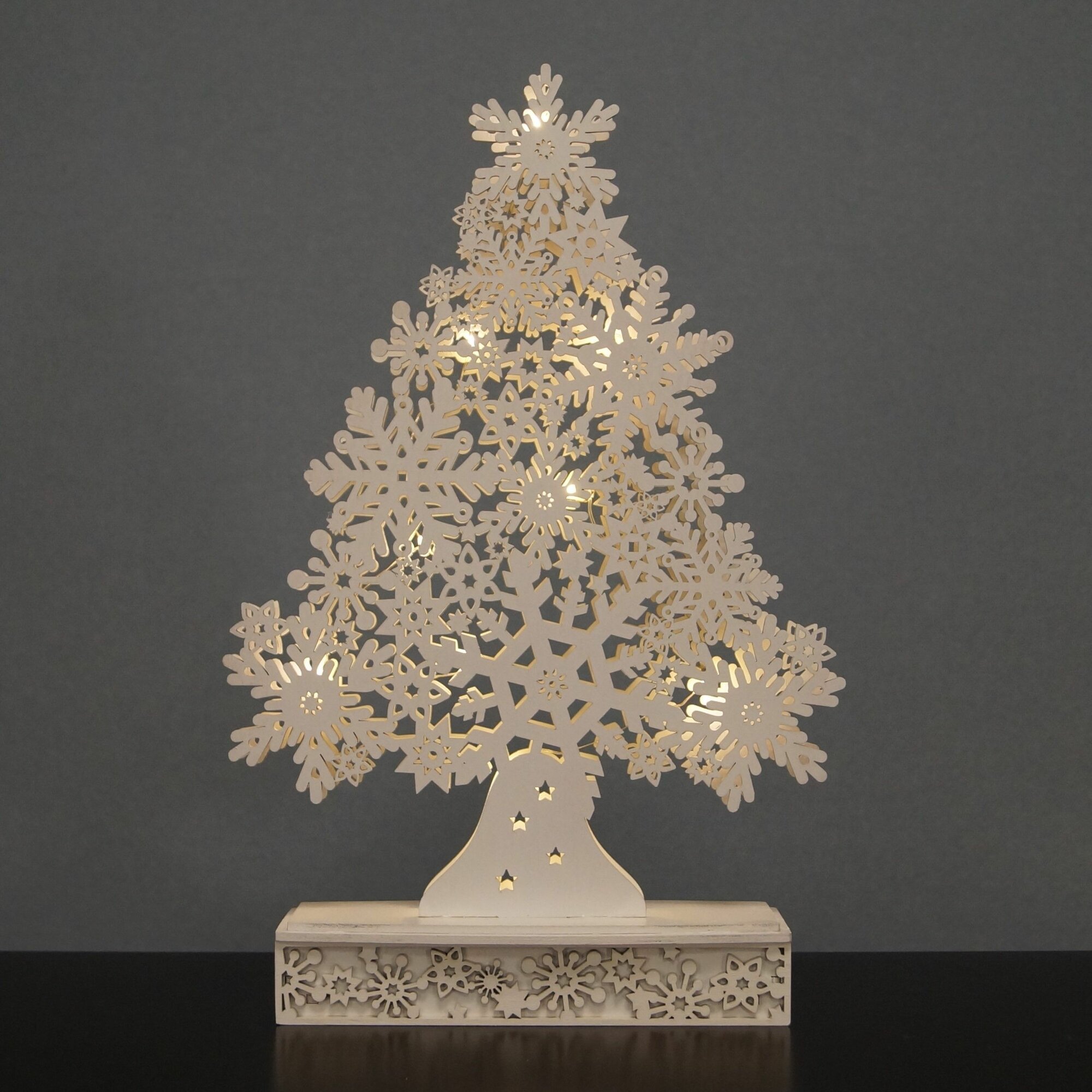 Светильник новогодний SNOWFLAKE TREE на батарейках, 34 см