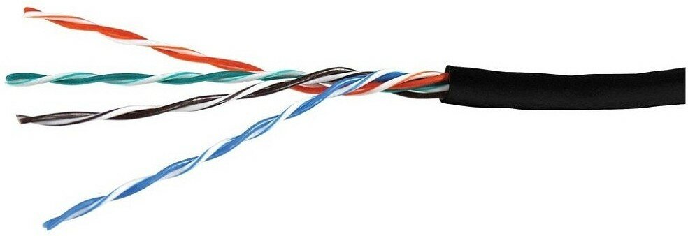 Кабель витая пара Bion BCL-U5480-381 U/UTP, кат.5e, 4x2x0,48 мм AWG 24, медь, одножильный, PE, для внешней прокладки, 305м, черный