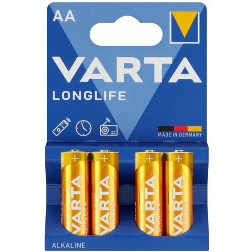 Батарейка Varta LONGLIFE LR6 AA 4шт/бл Alkaline 1.5V (4106) (4106101414)