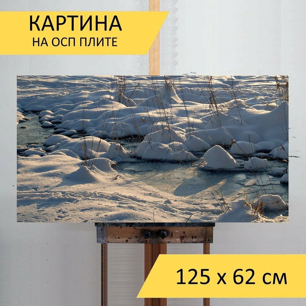 Картина на ОСП "Природа, зима, снег" 125x62 см. для интерьера на стену