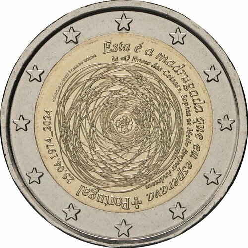 Португалия 2 евро 2024 Революция гвоздик 1974 года клуб нумизмат монета 10 евро португалии 2007 года серебро иберо америка