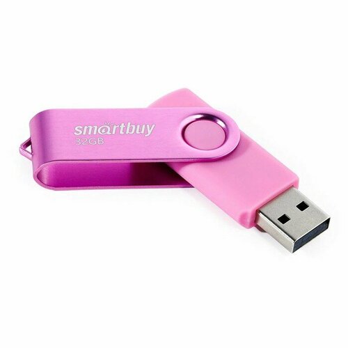 Флешка Smartbuy Twist, 32 Гб, USB 2.0, чт до 25 Мб/с, зап до 15 Мб/с, розовая флешка smartbuy twist 16 гб usb 2 0 чт до 25 мб с зап до 15 мб с черная