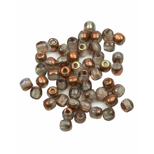 Стеклянные чешские бусины, круглые, Glass Pressed Beads, 2 мм, цвет Crystal Copper Rainbow, 50 шт.