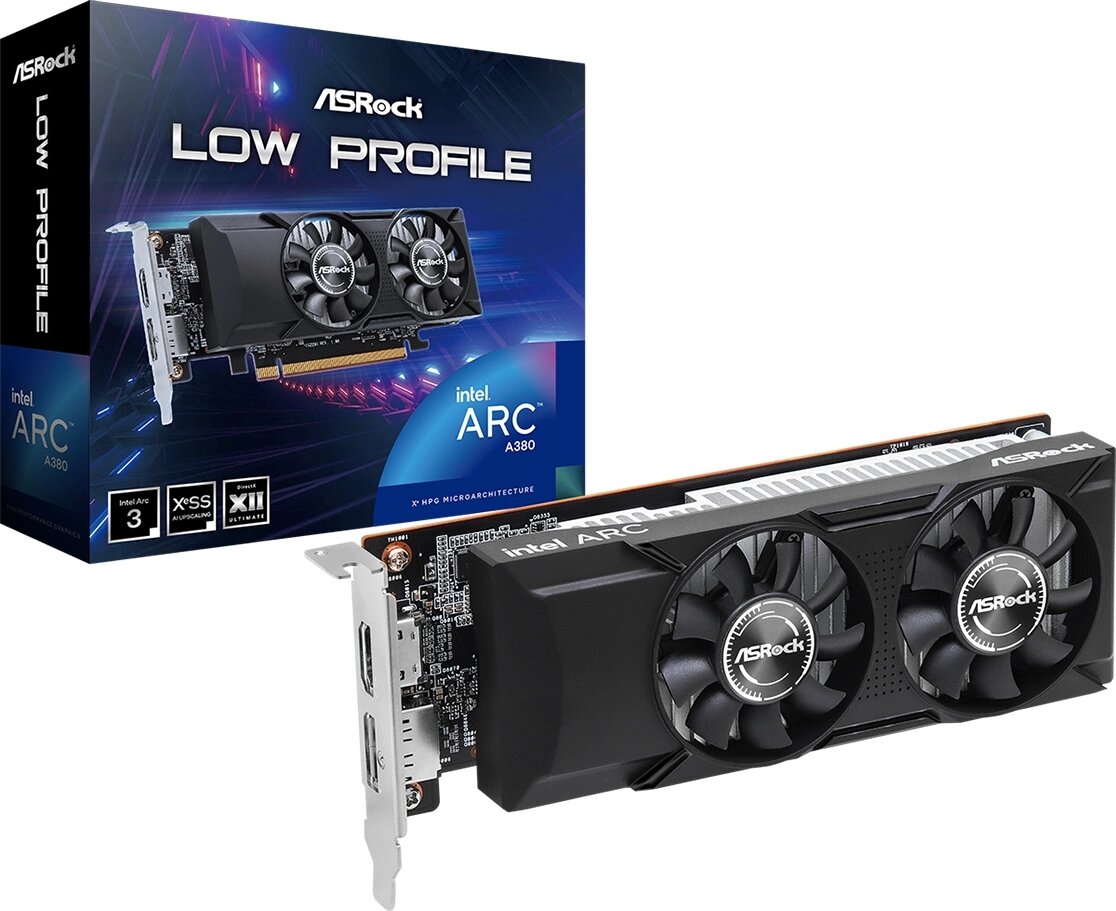 ASROCK INTEL ARC A380 A380 LP 6G 6ГБ GDDR6, Low Profile, Ret