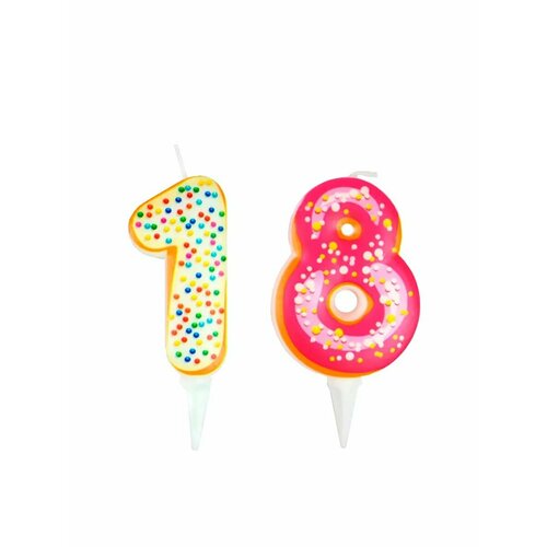 Свечи-цифры 1 и 8 Пончик 6 см