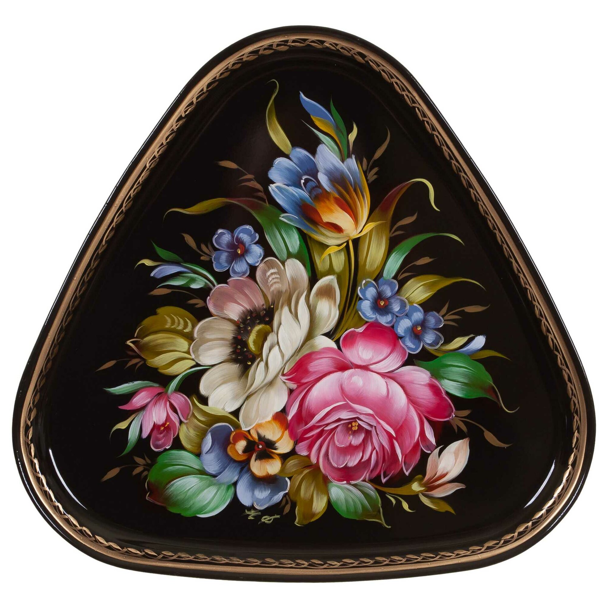 фото Жостовская фабрика декоративной росписи Жостовский поднос декоративный, размер 29х29 см (A8), металлический