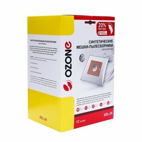 Мешок-пылесборник XXL-24 Ozone синтетические для пылесоса 12 шт 2 микрофильтра 1142₽