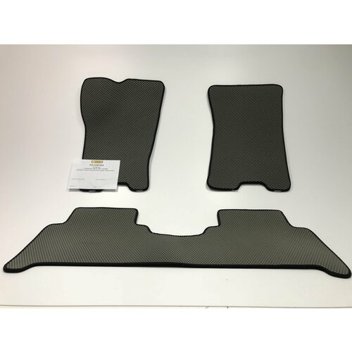 Коврики EVA для Kia Mohave 1 поколение, HM (01.2008 - 03.2020) - Комплект в салон - 2D Без бортиков - Серый - Черный кант