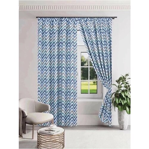 Шторы рогожка синий 2190₽