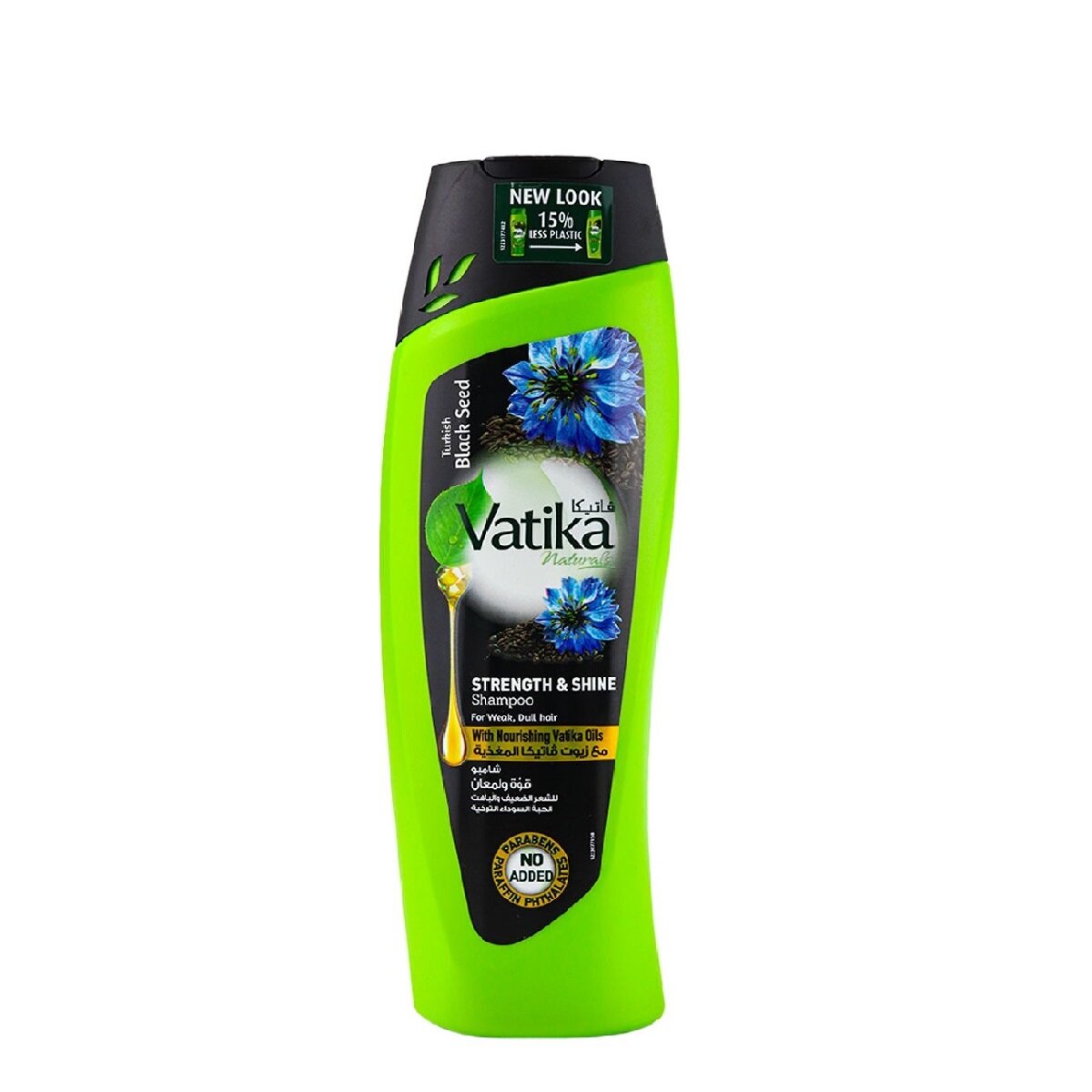фото Vatika TURKISH BLACK SEED Strength And Shine Shampoo, Dabur (Ватика турецкий черный тмин Шампунь сила И сияние для ослабленных и тусклых волос, Дабур), 200 мл.