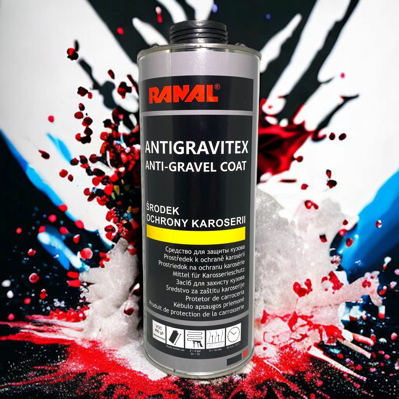 RANAL ANTIGRAVITEX Средство для защиты кузова 1кг. черный