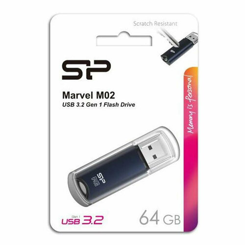 USB флеш накопитель 64 Gb Silicon Power Marvel M02 Blue USB 3.0 / SP064GBUF3M02V1B
