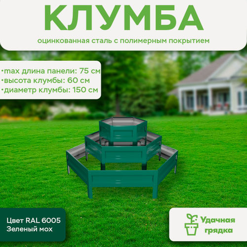 Изображение товара Клумба "Удачная" - панели 30/50/75см, оцинкованная поверхность 6005, высота 20см