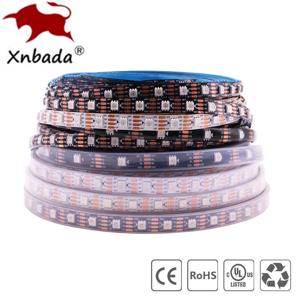 RGB Светодиодная лента Xnbada WS2813/WS2815 DC12V WS2815, White PCB, 3m 30 IP30
