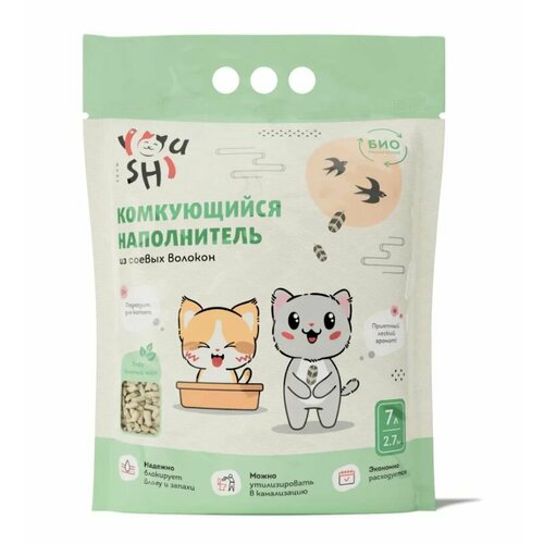 Youshi Наполнитель комкующийся Тофу зелёный чай для кошачьего туалета 27 кг 1890₽