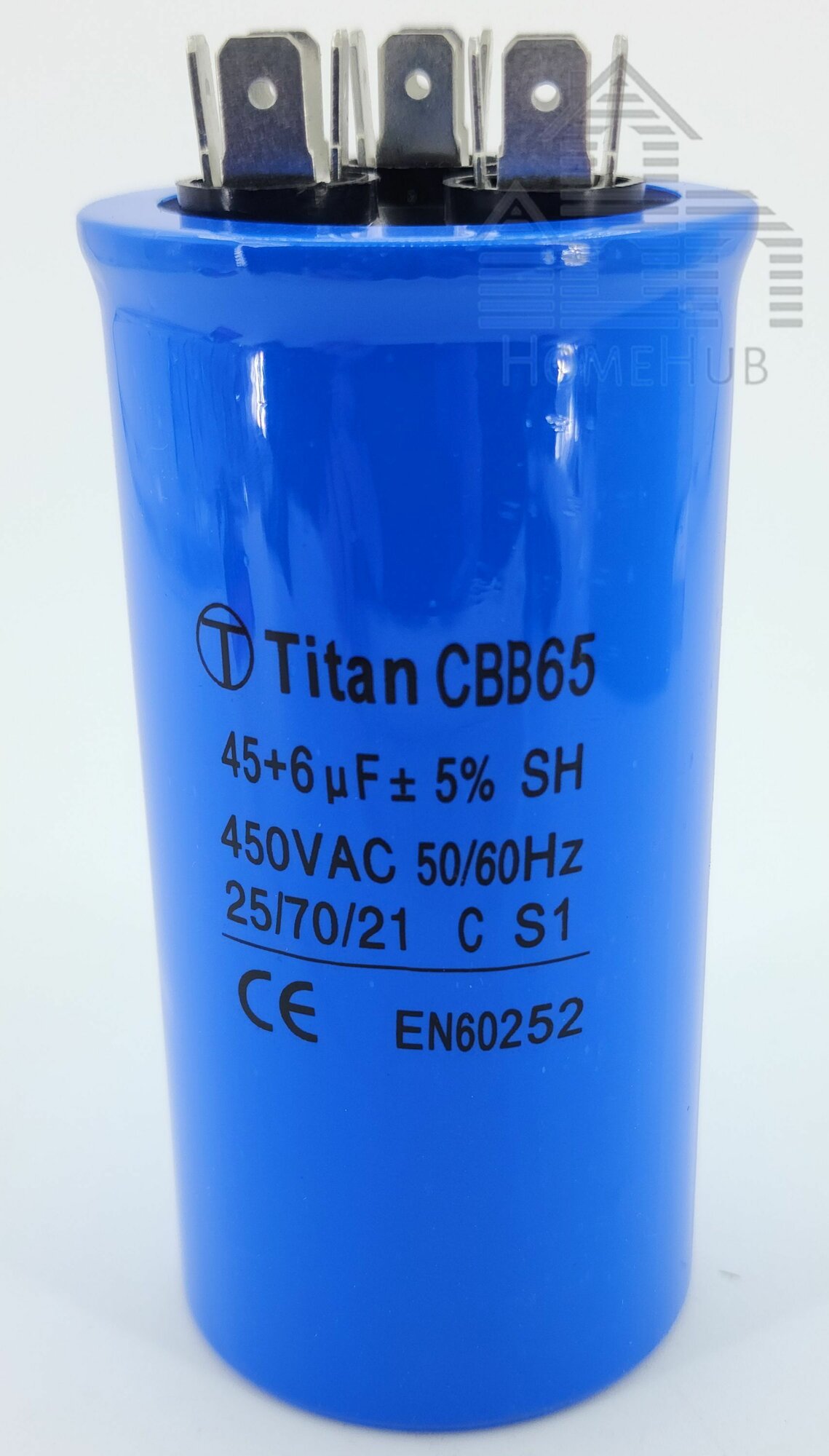 Пусковой конденсатор 45+6uF(мкф), 450V, CBB-65, 50x100, клеммы, для кондиционеров