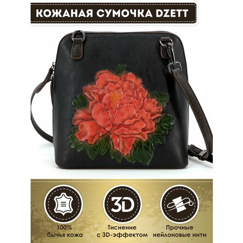 фото Сумка кросс-боди dzett, фактура тиснение, черный, красный