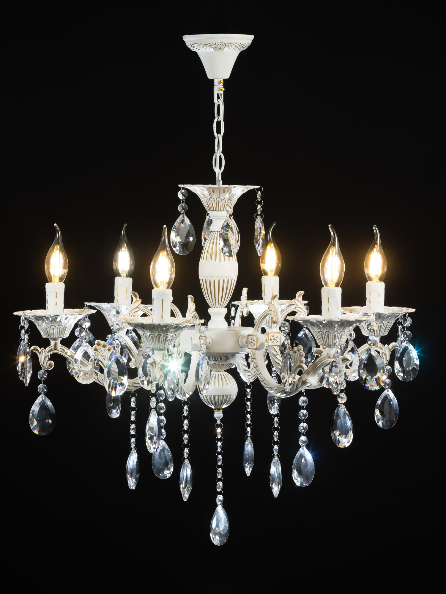 фото Люстра потолочная белая Люстра подвесная белая Светильник потолочный с хрустальным декором ASTREA