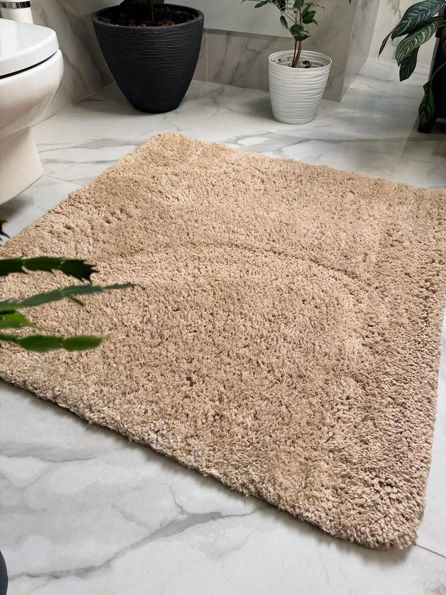 Коврик Natali's Carpets на пол для ванной и туалета из микрофибры/бежевый 60х90