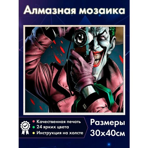 фото Алмазная мозаика джокер dc comics 30x40 см, с лотком и стилусом, без подрамника fantasy earth