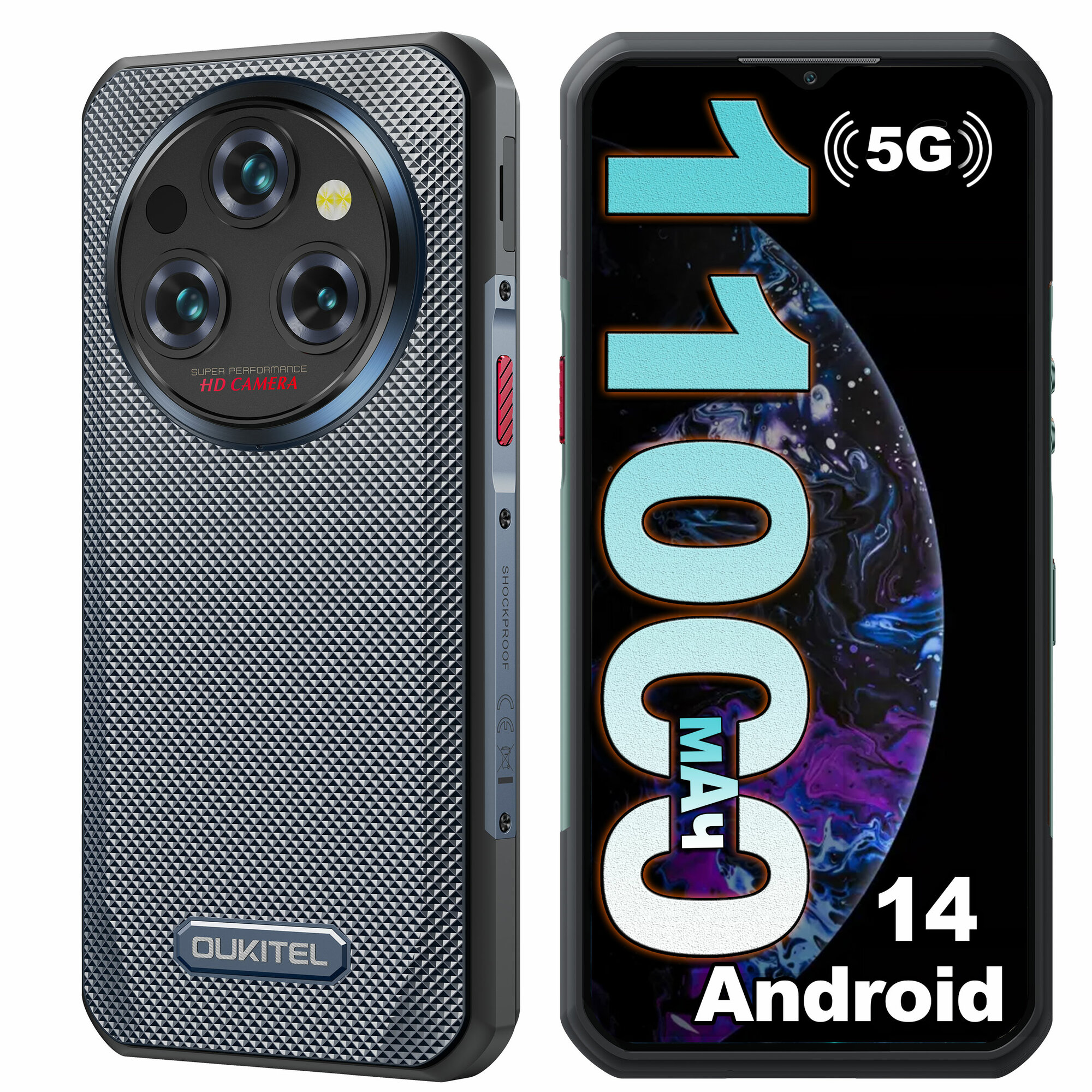 Смартфон OUKITEL WP35 24ГБ(8ГБ+16ГБ)256ГБ,11000mAh, Android 14, Черный