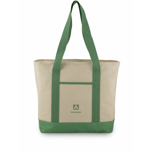 Термосумка Арктика шоппер, 17.5л, зеленая/бежевая