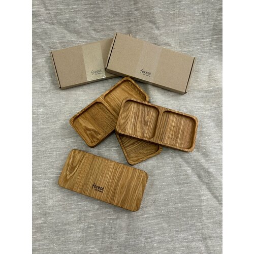 Менажница деревянная из дуба Forest for home прямоугольная маленькая, 19х9 см