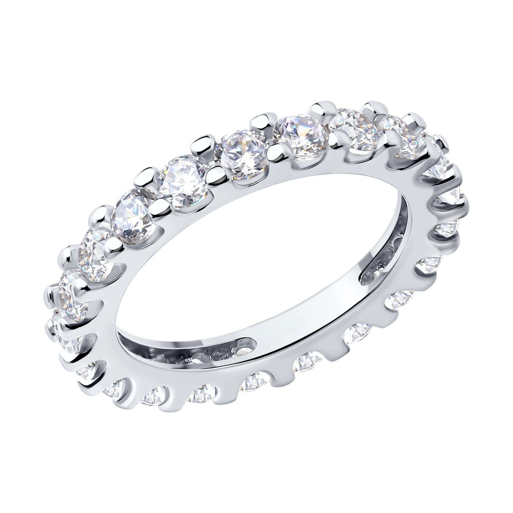 Кольцо дорожка Diamant online, серебро, 925 проба, родирование, фианит