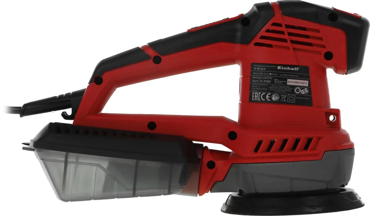 Машинка шлиф. орбит. (эксцентриковая) EINHELL TE-RS 40 E (4462000) 400Вт 12000-24000об/мин 125мм - фото №18