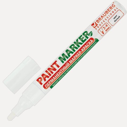 Изображение товара Маркер-краска Brauberg (2-4мм, белый, нитро-основа) алюминий (150878), 1шт.