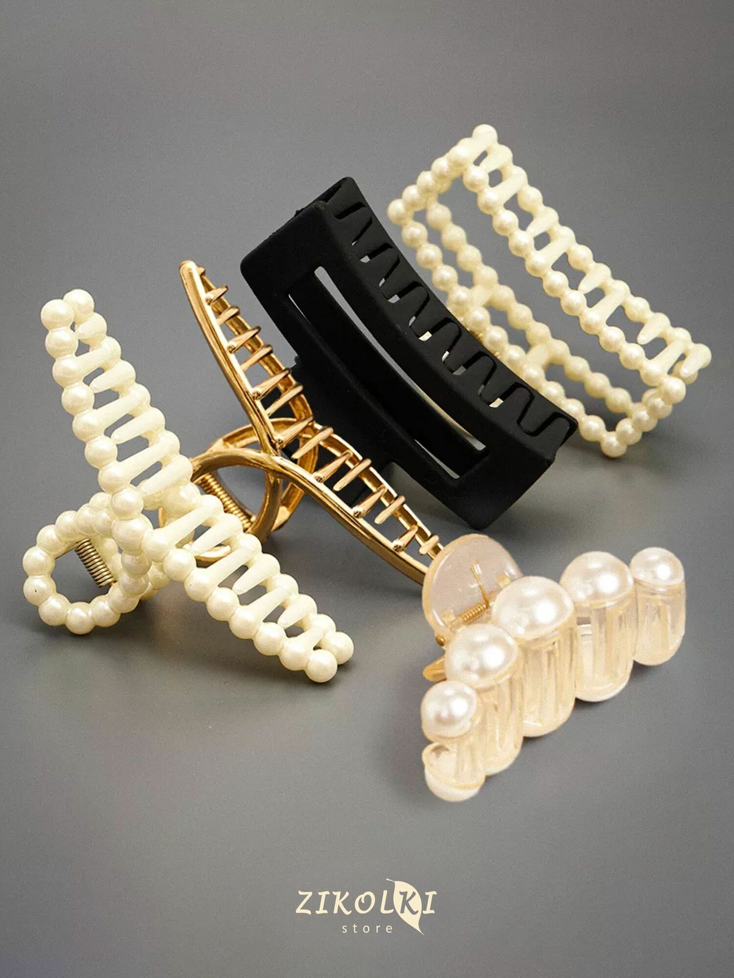 Заколки-крабики для волос, набор 5 штук — фото 1