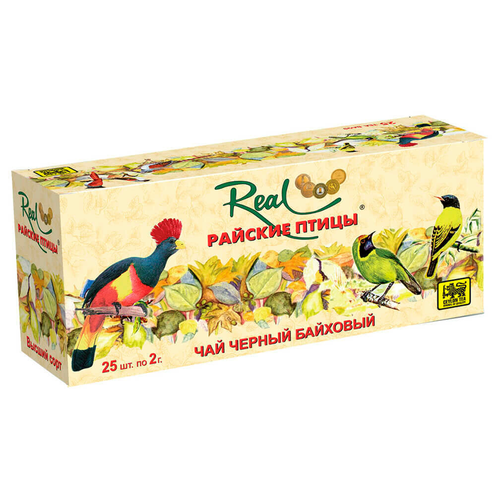 Чай Real "Райские Птицы", черный, 25 пакетов в картонной коробке