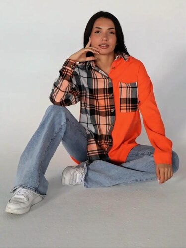 Изображение товара Рубашка вельветовая в клетку оверсайз