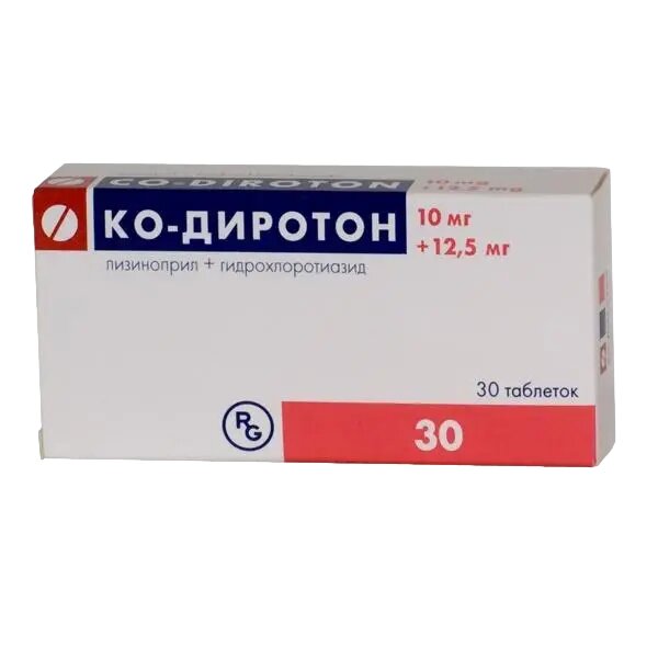 Ко-Диротон таблетки 12,5 мг+10 мг 30 шт