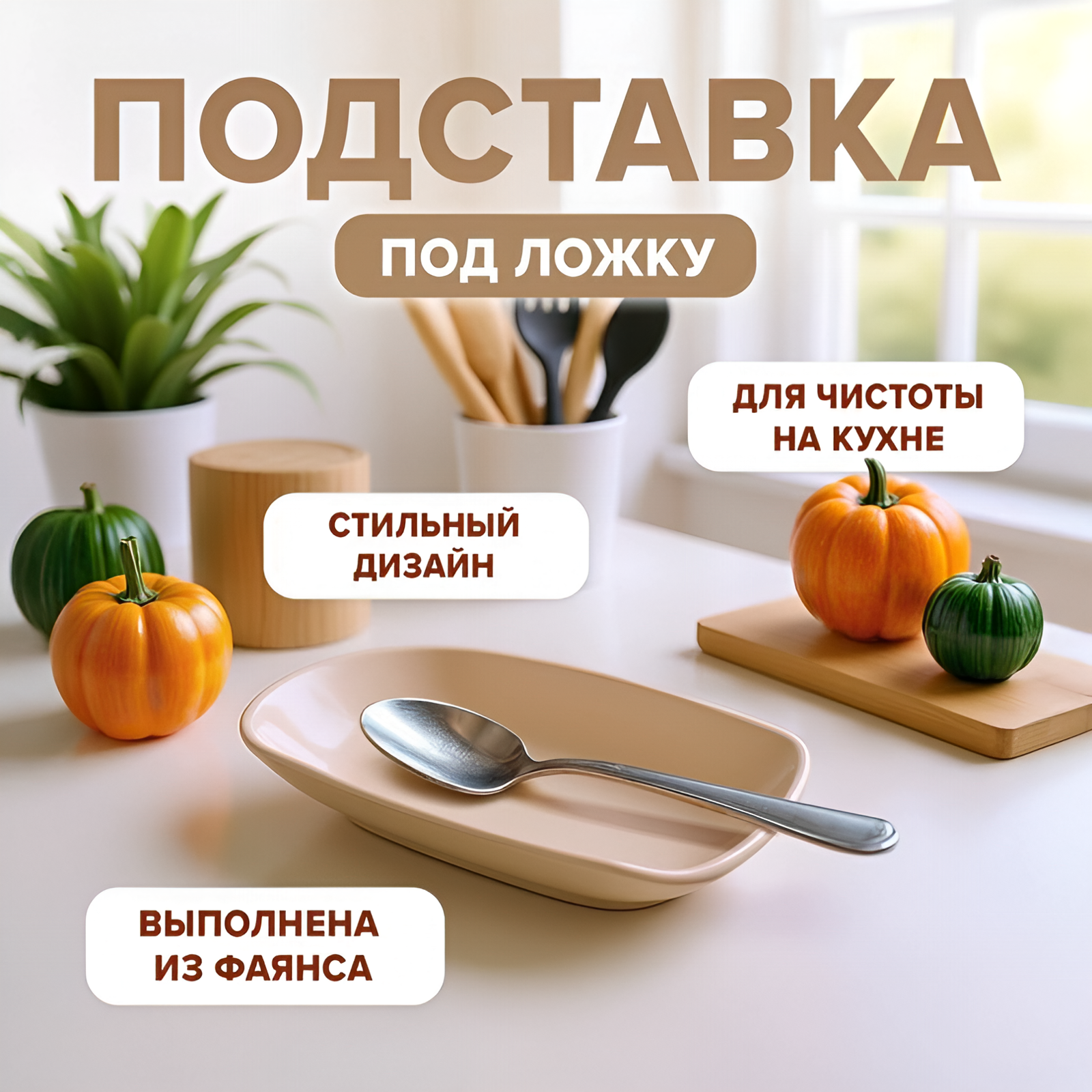 Подставка под ложку O`Kitchen 133х89х25 см в ассортименте