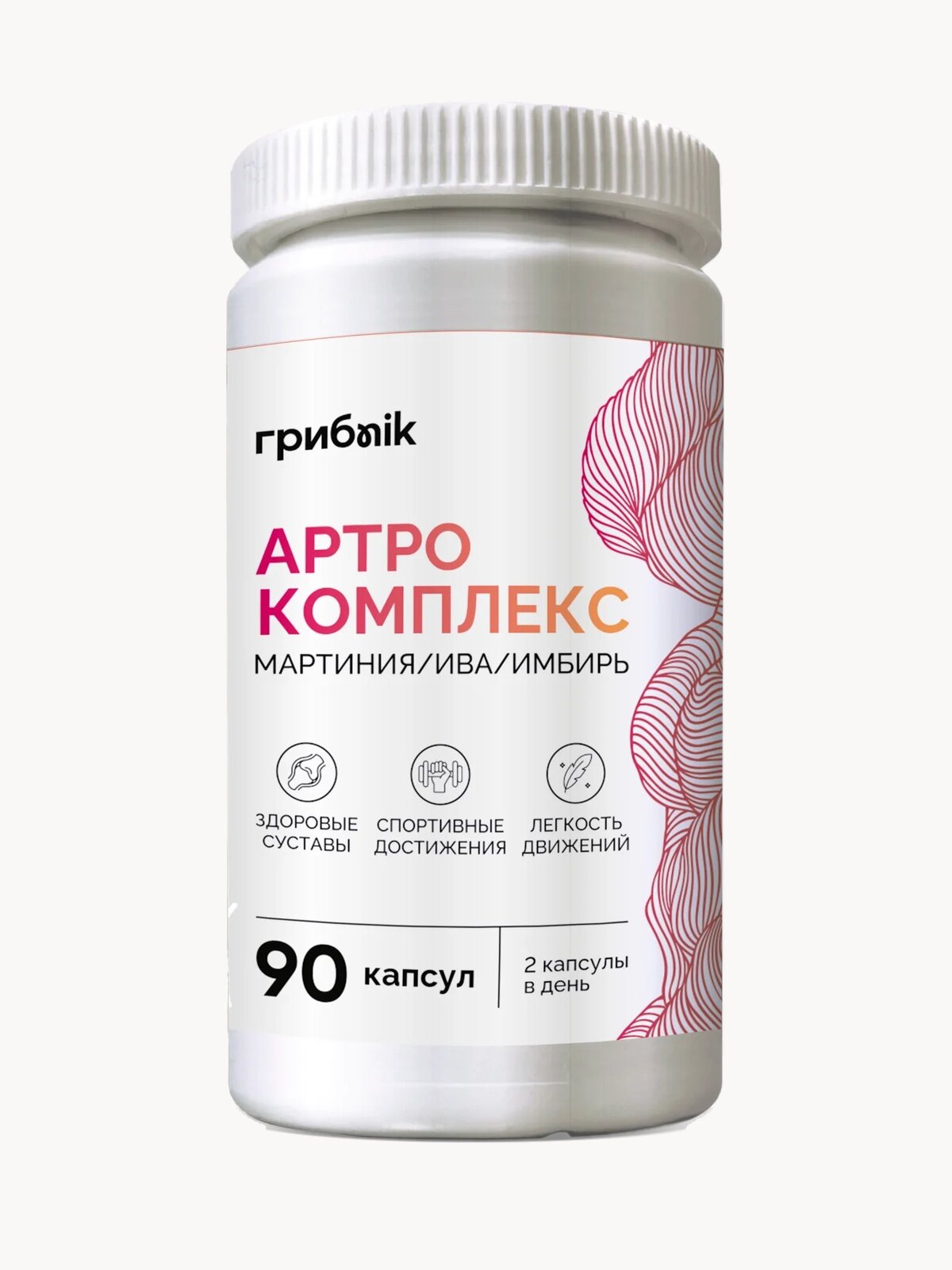 Мартиния душистая + ива + имбирь для суставов и связок, от артрита, артроза, подагры 90 капсул, ГрибNik