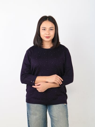 Свитер , размер 52, фиолетовый — фото 1