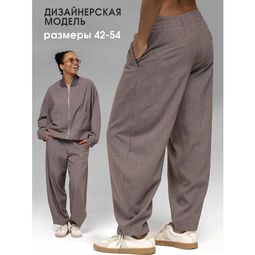 фото Брюки классические lk urban dress, размер 48, коричневый, бежевый