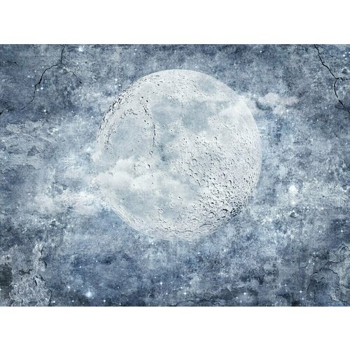 Моющиеся виниловые фотообои GrandPiK Луна на бетонной стене сепия 400х300 см 11076₽