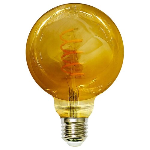 Лампочка светодиодная филаментная GIS SOLAR длинный завитый диод G95-E27-6Вт-220В-РЕТРО